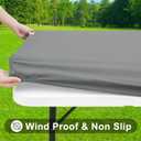 Smiry Rectangle Tablecloth, Elastic Fitted Flannel Backed Vinyl Tablecloths for 8ft Folding Tables, Waterproof Wipeable Table Covers for Indoor, Outdoor, Picnic and Camping (Grey, 36"x96")