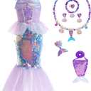 Little Girls Princess Mermaid Costume for Girls Dress Up with Accessory for Christmas Birthday Party Supplies (5-6 Years, Bling-rainbow)