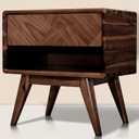 Laden Solid Acacia Wood Nightstand with Storage Drawer, Mid-Century Modern Art Deco Design, End Table for Bedroom & Living Room, Scratch & Water-Resistant, Easy Assembly, Walnut