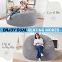 HABUTWAY 5FT Bean Bag Chair,Giant Bean Bag Chairs for Adults,Big Bean Bags with Memory Foam Filled, Large Beanbag Chairs with Chevron Plush Cover-Grey, 5FT-50"x50"x24"