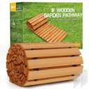 RELIANCER 8' Wooden Garden Pathway,Outdoor Roll Out Cedar Straight Walkway,Patio Path Decorative Garden Boardwalk Walkways,Weather-Resistant Roll Up Beach Wood Road Floor,Wedding Party Pathways
