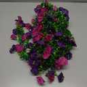 Artificial Hanging Flowers Fake Plants Outdoor,Silk Morning Glory Faux Flowers with Eucalyptus Leaf,UV Resistant Realistic Hanging Petunias Plants for Home Garden Decor (Purple+Fuchsia)
