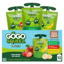 GoGo squeeZ Applesauce and Fruit Puree Variety Pack, Apple, Banana & Strawberry, 3.2 oz (Pack of 12), Unsweetened Fruit Snacks for Kids, Gluten Free, Nut Free and Dairy Free, BPA Free Pouches BB 8/4/25