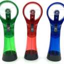 Portable Handheld Water Misting Fan Outdoor Carabiner Mini Fan Hand Atomizer for Summer Beach, Travel, Camping, BBQ and More Outdoor Activities (3 Piece Set)Green/Red/Blue