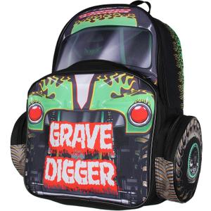 INTIMO Monster Jam Grave Digger Truck Shaped Dual Compartment Tote Backpack For Daily Use 16", One Size