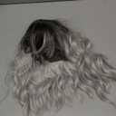 MINLEE Silver Gray Wig with Bangs for Women 14 Inch Short Bob Wavy Curly Wig Gray Hair Wigs Heat Resistant Synthetic Wigs