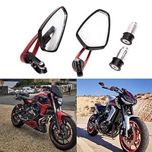 Universal Black Motorcycle Billet Aluminum 7/ 8" 22 Bar End Side Rearview Mirrors (Red)