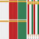 TecUnite 60 Pcs HB Pencils #2 Unsharpened Wood Cased Pencils with Eraser Hexagonal Pencil Cute Graphite No 2 Pen for Adults Gifts Exam School Office Sketching Learning(Red and Green, Gold)