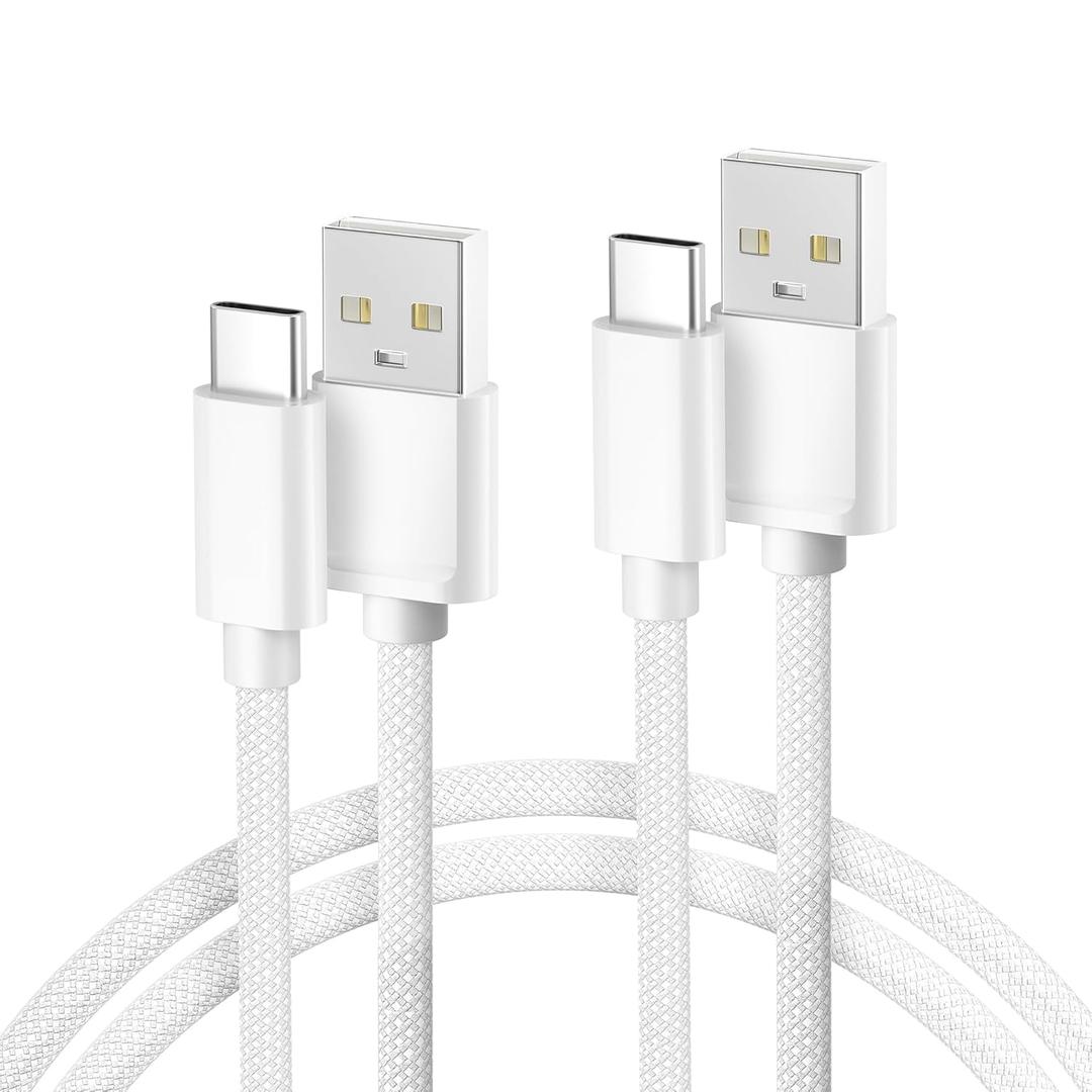 Basesailor for Airpods Pro 3 USB Type C Charger Cable 6.6FT 2Pack,Car Charging Cord for New iPhone 17 Air 16,Samsung Galaxy S10 S10E 10E S20 FE S24 S23 S21 S22 Plus Ultra,A51 A52 A53,Google Pixel 9 XL (White)