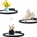 Cityelf Floating Shelves Wall Mounted Wall Decor Iron Glass Hanging Shelf Home Decor Set of 3 Display Ledge Shelves for Living Room Bedroom Office-Black