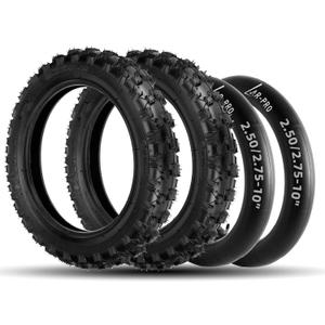 (2 Set) 2.5-10" Off-Road Tire and Inner Tube Set - Dirt Bike Tire with 10-Inch Rim and 2.5/2.75-10 Dirt Bike Inner Tube Heavy Duty Compatible with Honda CRF50/XR50, Suzuki DRZ70/JR50 and Yamaha PW50