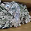 YITAHOME Pre-Lit Mountain Pine Flocked Christmas Tree with Remote, 7.5FT Pre-Decorated Hierarchical Tower Flocked Christmas Tree, 1278 Branch Tips, 550 Lights, 55 Pine Cones for Party Home Deco