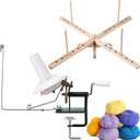 Lasnten Large Capacity Yarn Winder Swift Hand Operated Cake with Thread Cutter Scissor Wooden Yarn Swift for Crocheting Spinner Arts Crafts Knitting Accessories, 22.83 x 6 inches