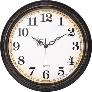 Large Wall Clock 16 Inch Silent Non-Ticking Vintage Wall Clocks Battery Operated for Living Room Office School (Bronze)