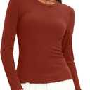 Darong Long Sleeve Tops for Women Basic Fitted Shirts | slim fit, crew neck, fall tshirt, ribbed knit, undershirt, soft material,lettuce edge, stretch (XS)