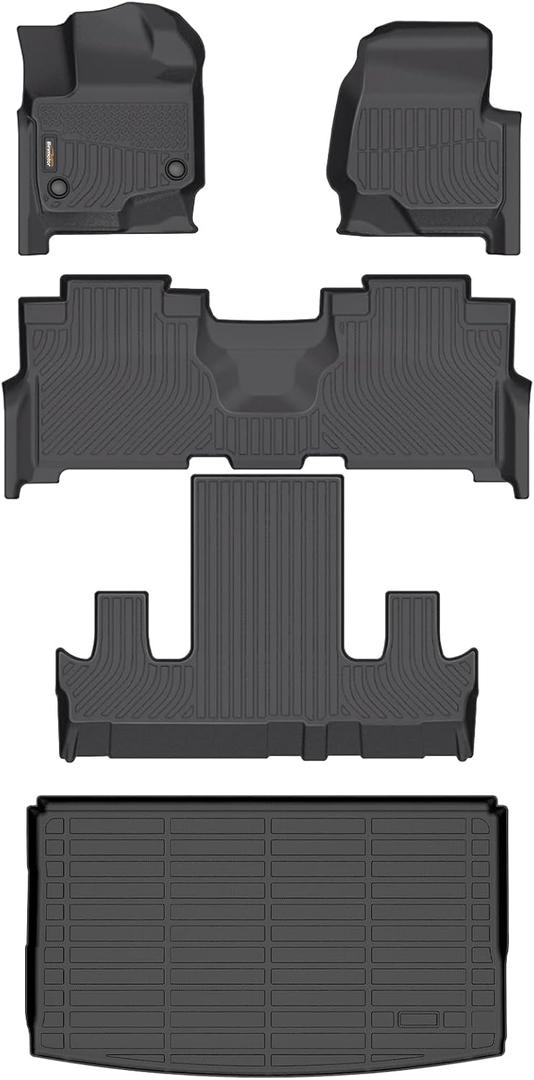 Binmotor-Floor Mats & Cargo Liner for for Ford Expedition Max 2021-2024 (Only for 7 Seats with 2nd Row Bucket Seat), for Expedition Max Active,Platinum,King Ranch All Weather Car Mats Accessories