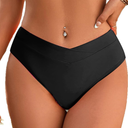 Fanuerg Women's Bikini Bottom Cross V Cut Front Swimsuit Full Coverage Bathing Suit Bottoms, Size L