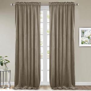 StangH Camel Beige Velvet Curtains - Elegant Home Decor Extra Long Room Darkening Curtain Panels for Bedroom Privacy Room Divider Drapes for Loft/Apartment, W52 x L108, 2 Panels