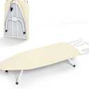 Metal Small Ironing Board Tabletop 31x12, RAINHOL Countertop Mini Iron Board Foldable with Cotton Cover and Pad, Portable and Compact for Travel, Dorms and Small Space (Off White)