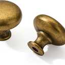 khtumeware 1-1/4" (32 mm) 10 Pack Drawer Pulls Antique Brass Cabinet Knobs Kitchen Hardware Cabinet Handles Drawer Handles Knobs. (10 Pack, knob, Antique Brass)