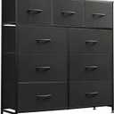 WLIVE 9-Drawer Dresser, Fabric Storage Tower for Bedroom, Hallway, Entryway, Closet, Tall Chest Organizer Unit with Fabric Bins, Steel Frame, Wood Top, Easy Pull Handle, Charcoal Black