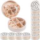 12-Pack Volleyball Travel Jewelry Case With Mirror Round Volleyball Stuff Portable Jewelry Organizer Storage Case for Team Athletes & Sports Enthusiasts Christmas Events & Milestones (Mirror)