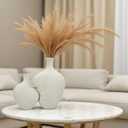 Modern Flower Vases Set of 2 - Decorative Vases for Home Decor - White Vase Accent for Living Room, Kitchen & Table Centerpiece - Minimalist Neutral Decoration C01DV601