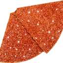 Christmas Tree Skirt Fall Orange Tree Skirt 36 Inch Sequin Xmas Tree Skirts Velvet Fabric Sparkle Round Tree Cover Base Halloween Tree Skirts Indoor Home Decor Outdoor Tree Mat for Holiday Ornaments