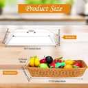 Mumufy 2 Pack Wicker Large Bread Basket with Acrylic Lid Housewarming Gift Woven Rectangular Imitation Rattan Fruit Basket with Cover for Serving Food Display Tabletop Home Kitchen(17.72x13.78'')