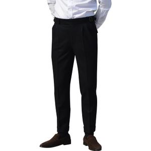 SNOLY Men's Winter Retro Woolen Gurkha Pant Straight Flat Front Chino High Waist Tapered Leg Rolled Pants,Two Styles (Large, 1#black)