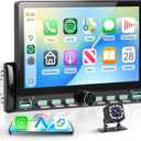 7 inch Single Din Car Stereo with Wireless/Wired CarPlay Android Auto Mirror Link, Car Radio with Bluetooth, Single Din Carplay Radio with Backup Camera Steering Wheel Control FM USB EQ