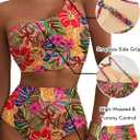 Herseas Women's High Waisted Bikini Sets One Shoulder Floral Print Swimsuits 2 piece Tummy Control Bathing Suits, Small