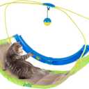 PETMAKER Interactive Cat Toy Rocking Activity Mat- Swing Playing Station with Sisal Scratching Area, Hanging Toy, Rolling Ball for Cats and Kittens