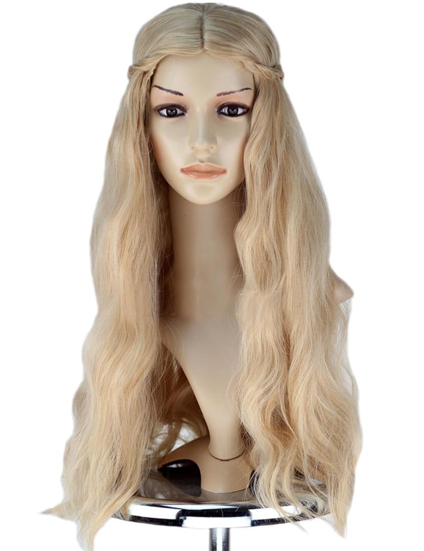 Angelaicos Womens Hippie Wigs Long Blonde Wig Fluffy Wavy Party Cosplay Wig