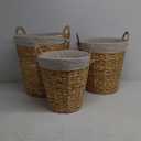 Wicker Basket Laundry Hamper with Liner Wicker Hamper, Brown L17x17.5 M 15-15.5 13x13.5 In