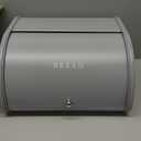 FINESSY Modern Metal Bread Box for Kitchen Countertop, Farmhouse Homemade Loaf Bread Storage Bin Holder for Kitchen Counters Organizer, Airtight Roll Top Sourdough Corner Breadbox Container Keeper (Nordic Grey)