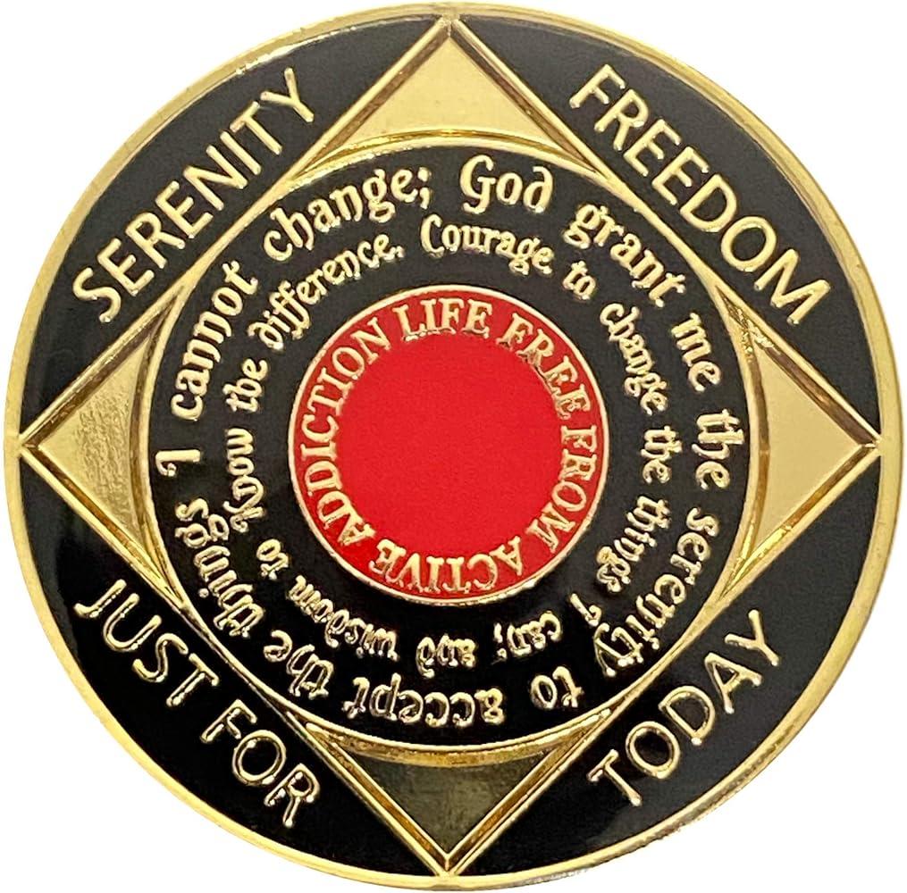 NA 36 Year Medallion, Narcotics Anonymous Coin (red, Gold, Black)
