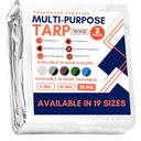Large Waterproof Tarp - Heavy Duty 20 Mil Thick Poly Tarpaulin Ideal for Canopy Tents, Boats, RV or Pool Covers - Multipurpose Protective Tarps with Grommets for Indoor, Outdoor Use | 25× 45 1 Pack