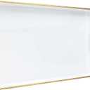 Spsyrine White Decorative Serving Tray with Handles, Elegant Plastic Coffee Table Tray for Ottoman, Living Room, Home Decor 15.6" X 10.2"