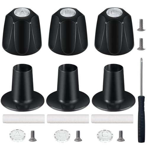 Black Shower Knob Replacement Kit,Shower Knobs Include Base Connectors Screws,Bathtub Faucet Handle Remodel Trim Kit,Compatible with Pfister Verve Tub Shower Knob Replacement,Shower Faucet Handle