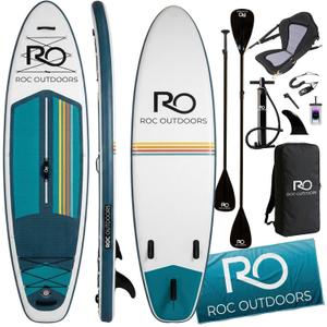 Roc Inflatable Stand Up Paddle Board 10' 6" with Premium SUP Paddle Board Accessories, Wide Stable Design, Non-Slip Comfort Deck for Youth & Adults