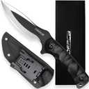OERLA TAC OLL-005 Outdoor Knife Fixed Blade Camping Hunting Survival Field Knife 420HC Full Tang Steel Blade with Kydex Sheath and EDC Tactical Belt Clip