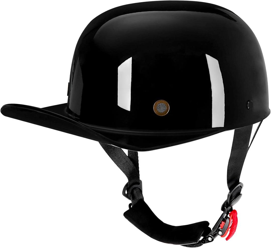 Baseball Style Cap Retro Motorcycle Helmet Unisex-Adult - DOT Approved (Medium, Light Black)