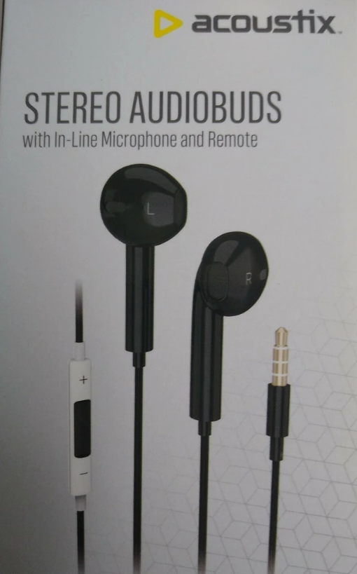 Acoustix Stereo Earbuds with In-Line Microphone and Remove Black