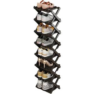 YYW Bamboo Shoe Rack for Entryway, Free Free Standing Shoe Racks Shelf Closet, Foldable Vertical Shoe Storage Organizer for Living Room