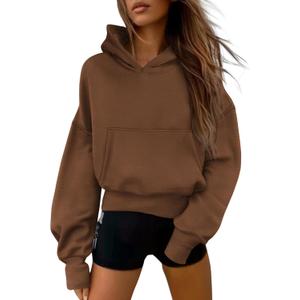 PRETTYGARDEN Women's 2026 Fall Hooded Sweatshirts Long Sleeve Half Zip Cropped Hoodies Pullover Winter Fashion Clothes (Large)