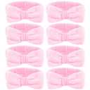 Ondder Spa Headband for Washing Face 8 Pack Pink Skincare Headbands for Women Girls Terry Cloth Cute Bow Head Bands