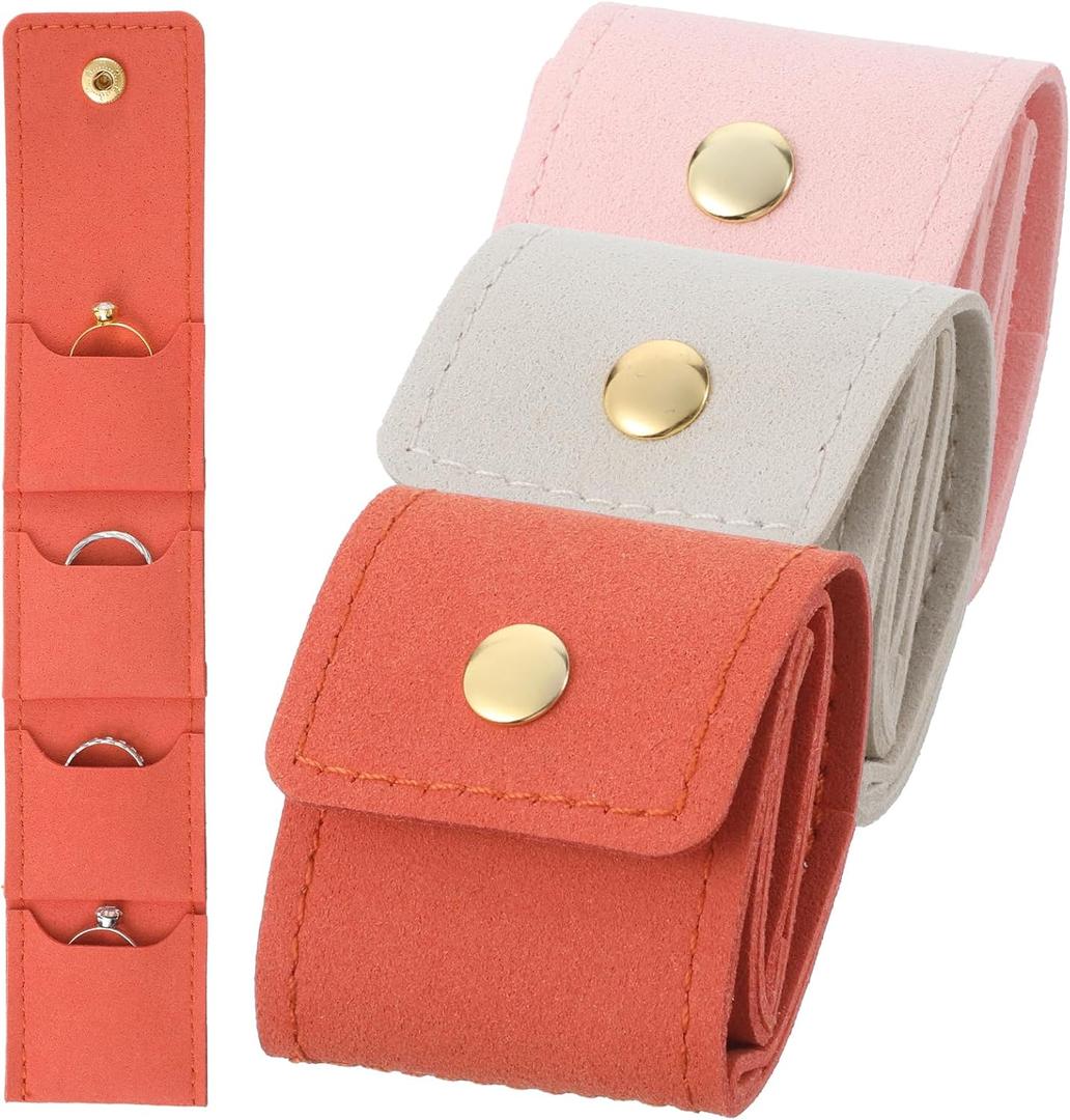 Xthrotsenk 3 PCS Mini Travel Jewelry Bag Travel Jewelry Pouch Mini Bags Multicolor Foldable Travel-Case Multifunctional Organizer with Buckle for Necklaces, Bracelets, Earrings, Rings, Brooches