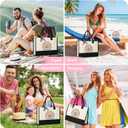 Tecanne Teacher Gifts for Women, Canvas Tote Bag with Makeup Bag, Beach Bag with Zippe
