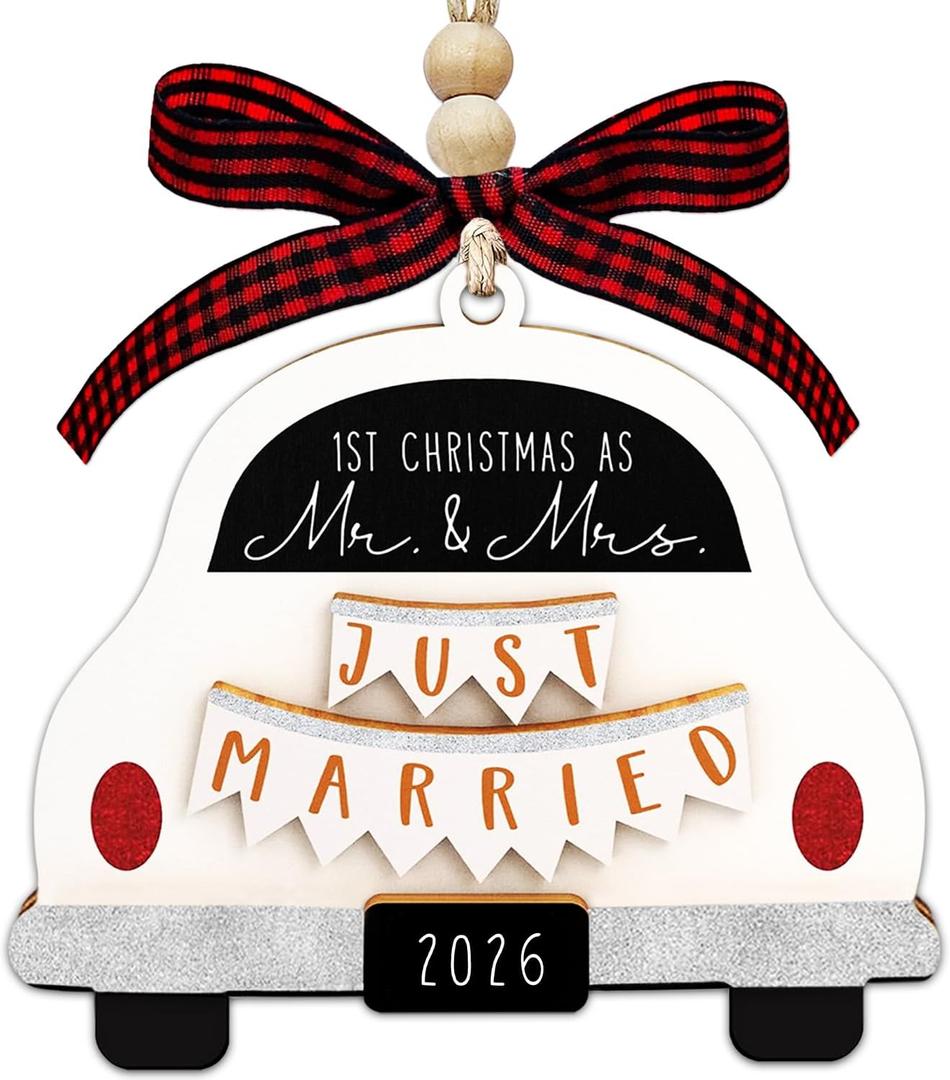First Christmas Married Ornament 2026, Our First Christmas As Mr and Mrs Christmas Ornament - Bridal Shower Gift, Marriage Gifts, Wedding Gifts for Couples, Gift for Newlyweds
